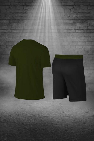 POSEIDON STORM Men's Khaki Fit Comfortable Pocket Crew Neck T-Shirt Shorts Set for Walking (S-3Xl)