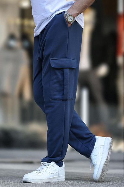 Madmext Marineblaue Basic-Jogginghose – mit verstellbarer Taille und Cargo-Taschen 6552