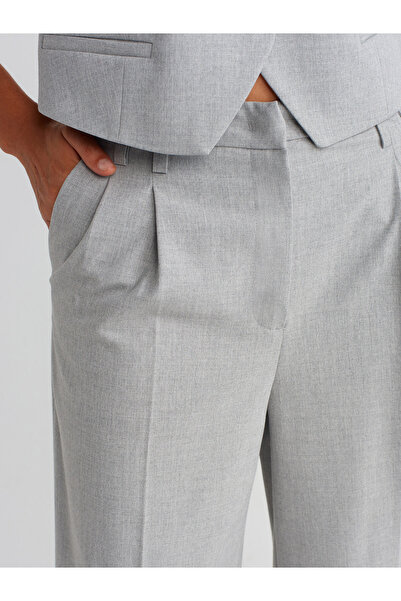 Dilvin 71545 Geniş Paça Dökümlü Pantolon-açık Gri