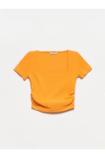 Dilvin 30118 Tricou cu gât pătrat-portocaliu