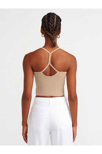 Dilvin 10349 Low-cut Knitwear Athlete on the Back - Beige