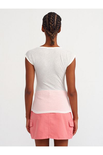 Dilvin 31091 - Boat Neck Gathered Ball Ecru