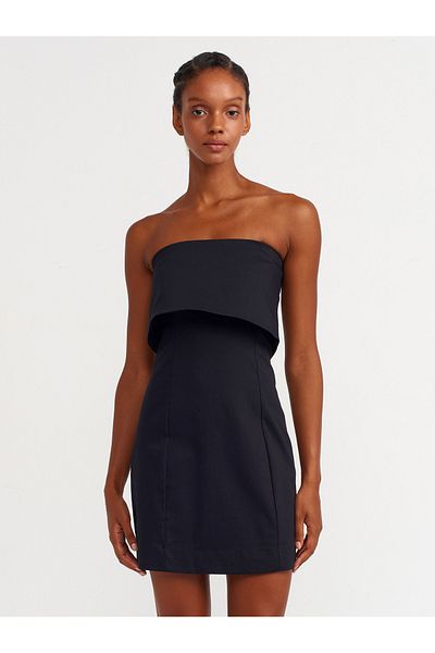 Dilvin 91231 Black Strapless Mini Dress