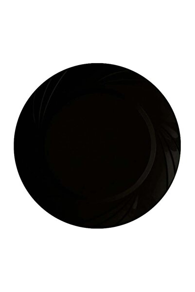 Genel Markalar Siyah Yuvarlak Mika Tabak 26 cm 6 Adet