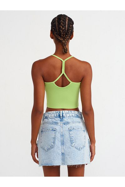Dilvin 10349 Low-cut Knitwear Athlete on the Back - Apple Y