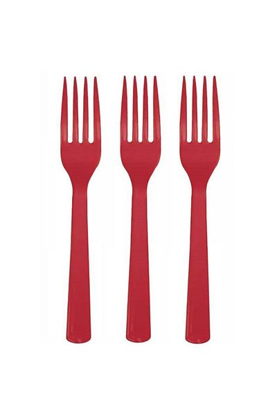 Roll-Up Red Color Fork 25 Pieces