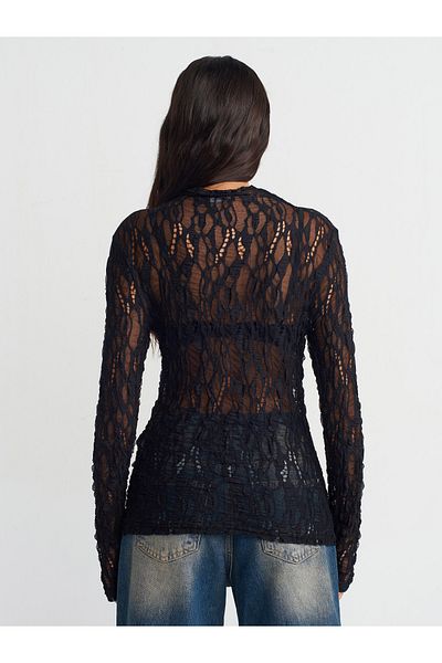 Dilvin 31336 Black Lace Top - Toe Detail