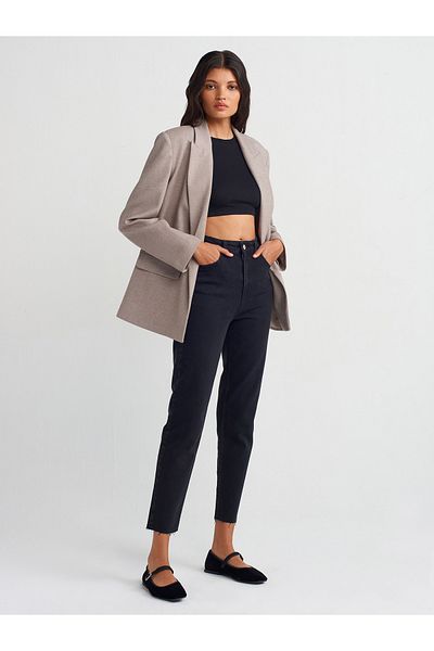 Dilvin 71697 Pantaloni negri din denim fără cusături