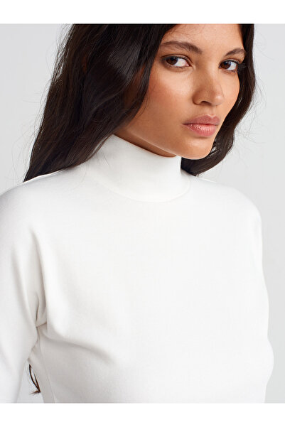 Dilvin 31244 Ecru Stand Collar T-Shirt