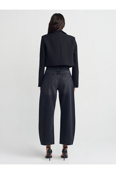 Dilvin Model 71700 - Pantaloni negri din denim cu croiala larga