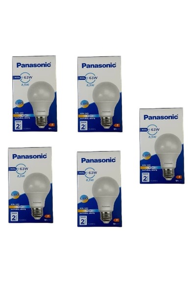 PANASONIC 8.5 W 60 W 4000K LED Ampul E-27 Duy IlıkBeyaz Işık 5 Adet