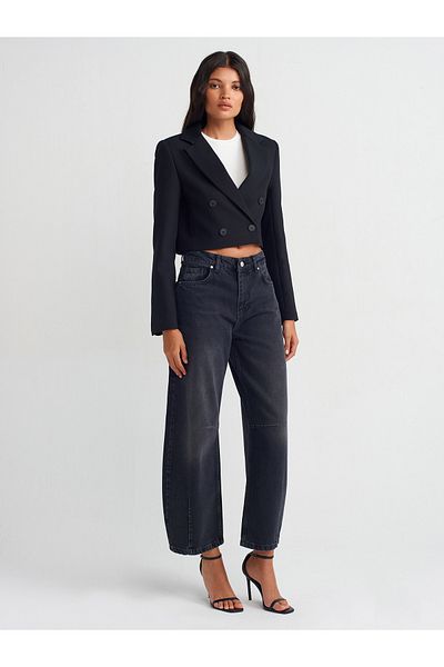 Dilvin Model 71700 - Pantaloni negri din denim cu croiala larga
