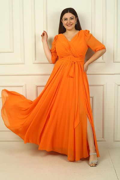 Orange formal dresses plus size online