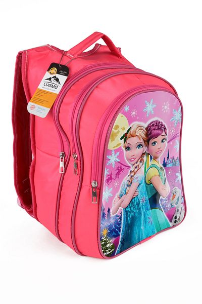 LUGMO Princess Pink Junior High School Primary School Bag with 3 Pockets - Lunchbox with Pad