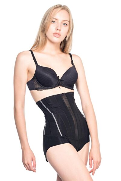 Emay ЧОРНИЙ 2886 Висока талія Тюль Сліп Лазер Корсет