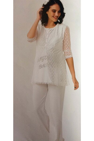 Cossy By Aqua AQUA Beyaz Kadın Pijama Takım KREM