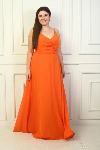 By Sayg Orange Plus Size Evening Dresses Styles Prices Trendyol