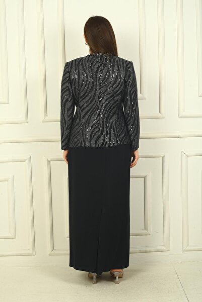 By Saygı Μπλούζα Half Moon Sleeve and Lined Crepe Skint Jacket - Large Size 3 τεμάχια Σετ