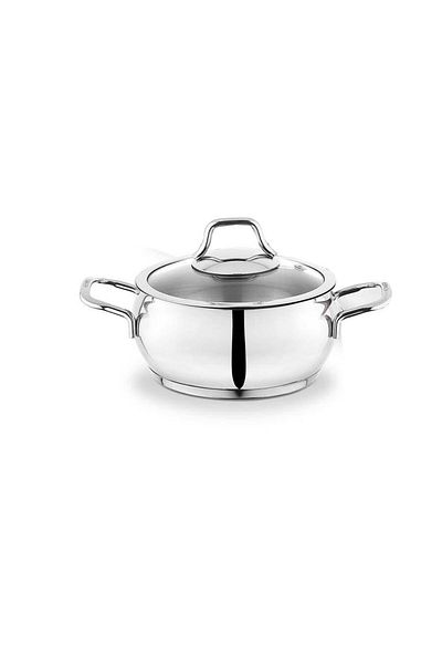 Altabi Sc Haf Er Mini Steel Pot with Glass Lid 16 cm