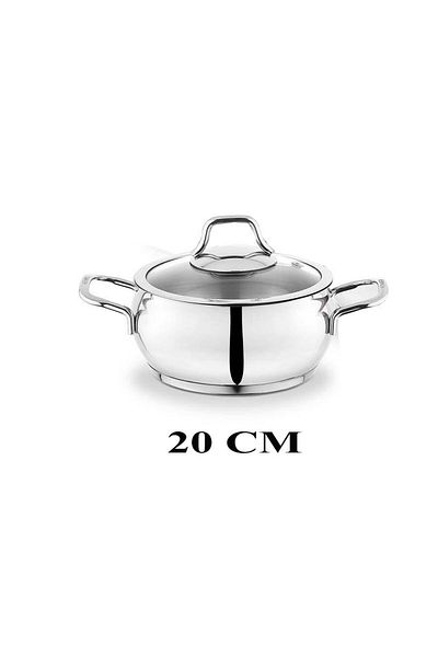 Altabi Sc Haf Er Mini Steel Pot 20 cm with Glass Lid