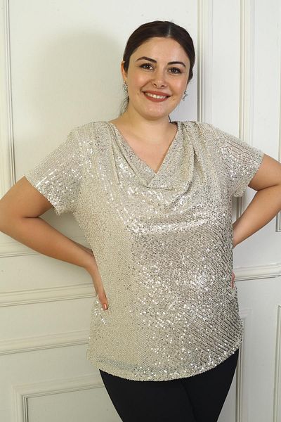 Gold Colored Women Plus Size Blouses Styles Prices Trendyol