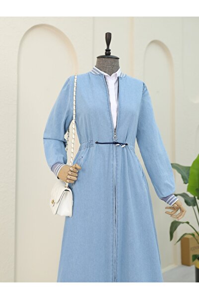 Modamorfo Джинсова кепка на блискавці з еластичним поясом і тунелем світло-блакитна