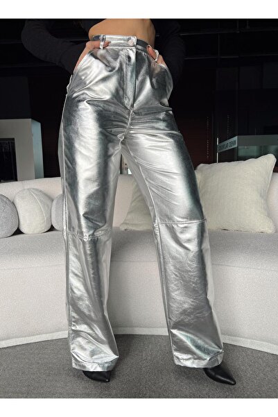 TamSeninTarzin Diana Dikiş Detaylı Varaklı Pantolon