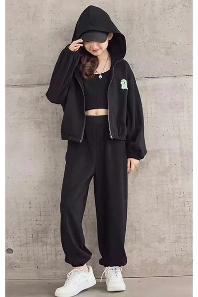 Machetta Children's Printed Oversize Hooded Cardigan Tracksuit Set