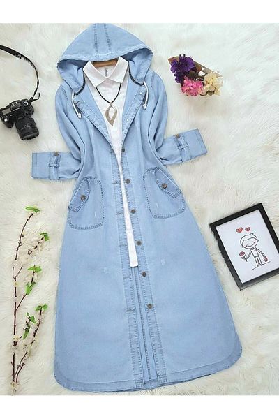 Modamorfo Hellblaue Jeanskappe mit Falttasche