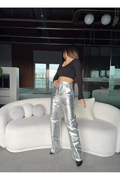 TamSeninTarzin Diana Dikiş Detaylı Varaklı Pantolon