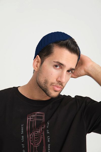 robanu Men's Short Beret - Navy Blue