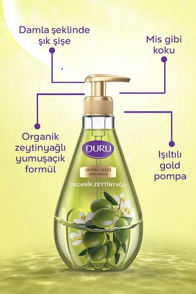 Duru Olive Flower Patterned Organic Liquid Soap - 1.5 500ml
