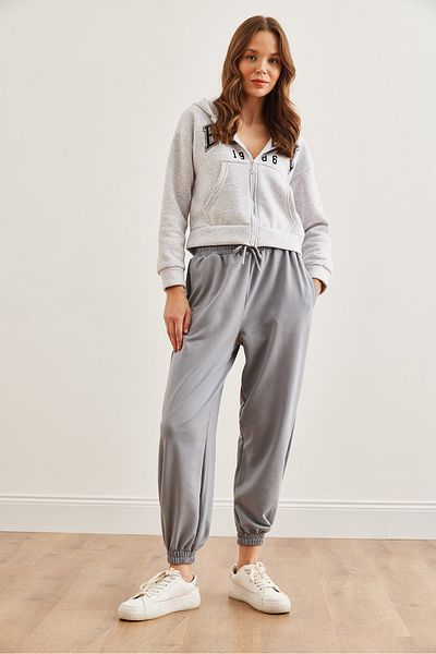 Olalook Yunus Grey Jogger tepláky - vrecká a šnúrky v páse Eşf- 00000074