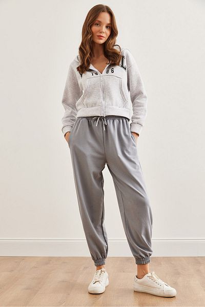 Olalook Yunus Grey Jogger tepláky - vrecká a šnúrky v páse Eşf- 00000074