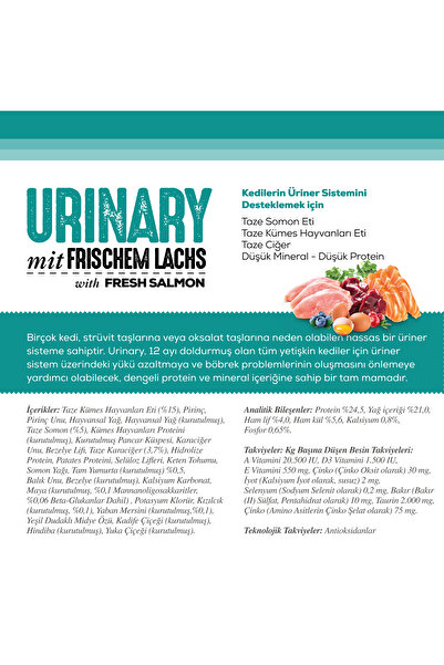 Nutri Feline Urinary - Üriner ve İdrar Yolu Koruma, Glutensiz, Lezzetli Kedi Maması 2 Kg