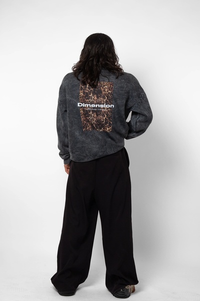 Sekizbiraltı Unisex periva velika crna majica - leopard print na leđima, bez ...