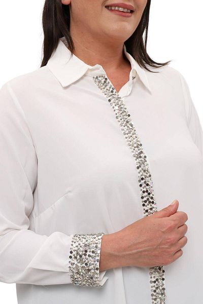 Hanezza Jessica Handmade Crepe Evening Dress Shirt - Plus Size Elegance Hand Embroidered