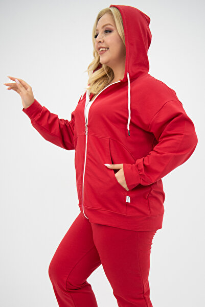 Koza Butik Nagy méretű kapucnis tréningruha szett - zsebrészlettel 8139-25