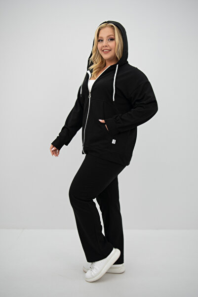 Koza Butik Анцуг голям размер с качулка - джобен детайл 8139-25