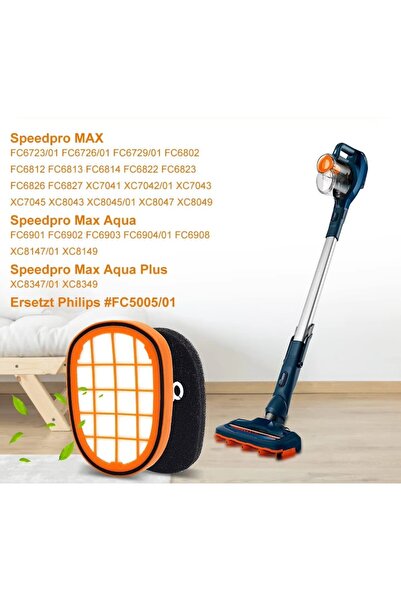 ERCOTECH Σετ φίλτρων συμβατό με κάθετη ηλεκτρική σκούπα Philips Xc7043/Xc8043/Xc8049/Xc8349