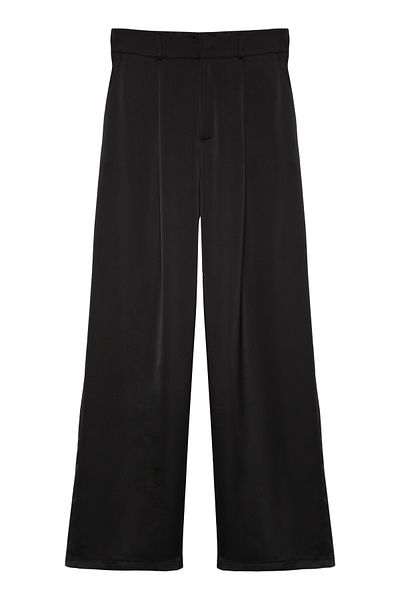 Quzu Black High Waist Satin Trousers