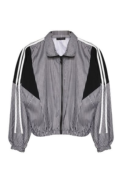 Quzu Μαύρο αδιάβροχο - Gingham μοτίβο και φερμουάρ