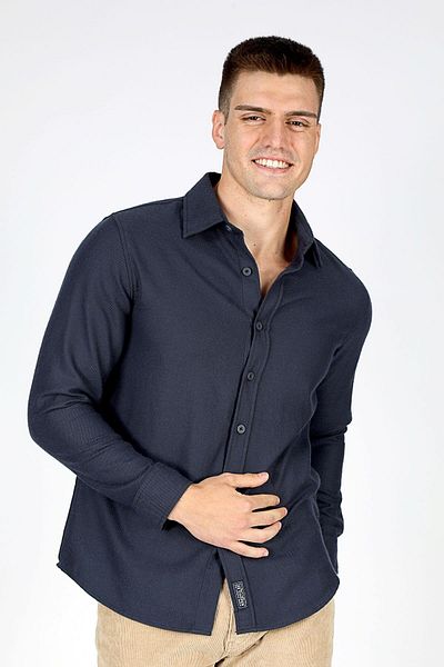 Lee Cooper Мъжка риза Frans – с дълъг ръкав – синя