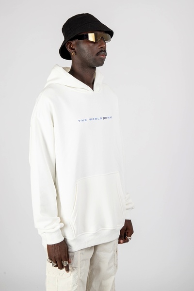 Sekizbiraltı Фобія Спинка з принтом Унісекс Оверсайз Білий Худі