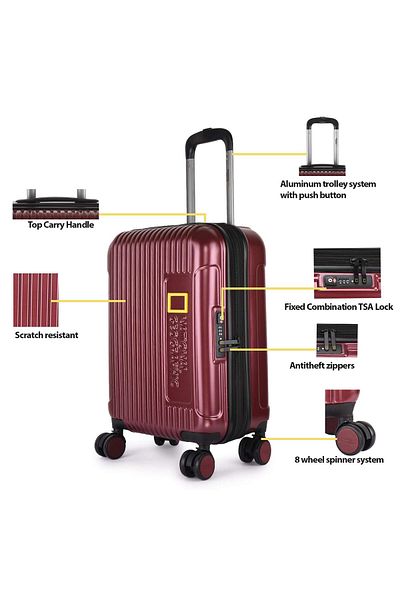 NATIONAL GEOGRAPHIC Canyon Luggage Trolley Carry-On Small Burgundy