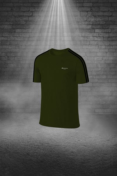 POSEIDON STORM تي شيرت رجالي مقاس كبير من قماش Dri-fit باللون الكاكي مع جيوب للتنزه والجري، تي شيرت قصير بفتحة رقبة دائرية، قميص سفلي مزدوج