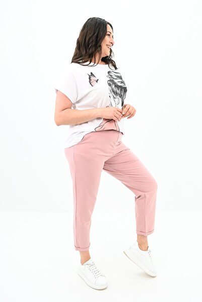 Koza Butik Γυναικείο Σετ μπλουζάκι με στάμπα για κορίτσια Plus Size 3800-23