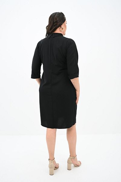 Koza Butik Rochie de damă cu guler polo mărime mare 5214-24