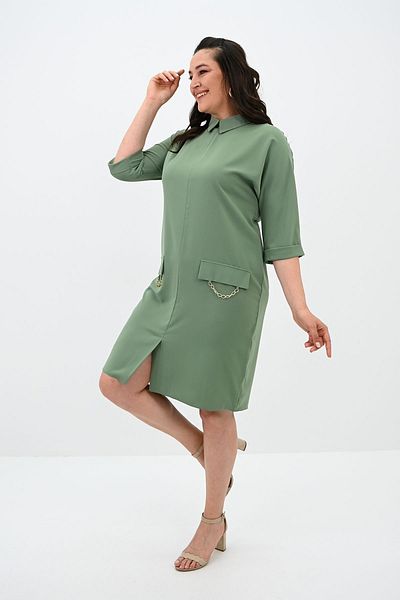 Koza Butik Rochie de damă cu guler polo mărime mare 5214-24