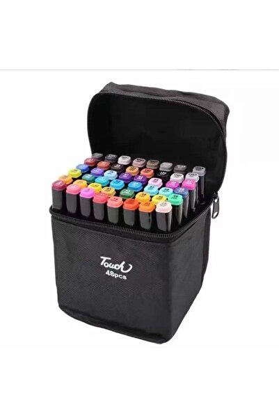 Touch Çift Taraflı 48 Li Profesyonel Kalem Seti Taşımalı Çantalı Premium Marker Keçeli Kalem
